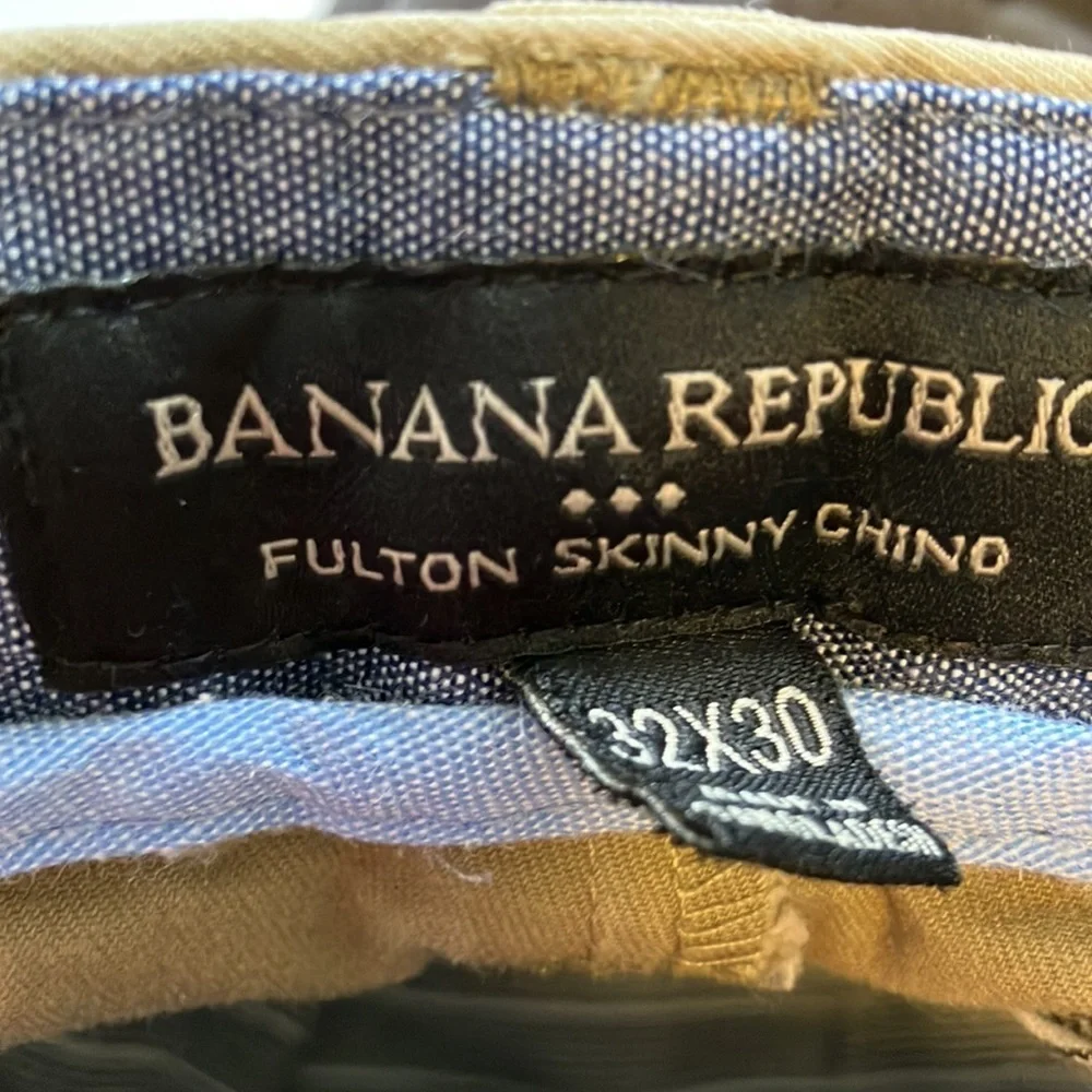 Banana Republic Men’s Pants, Fulton Skinny Chino, Size 32 x 30, Khaki